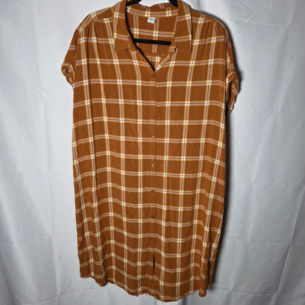 Old Navy Women's Plaid Shirt Dress Multicolor Short Sleeve XXL